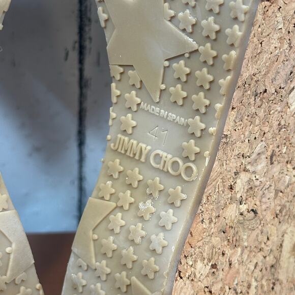 Jimmy Choo Women's Blue Embossed Leather Wedge Sandals Size 41 US 11 - Picture 10 of 10